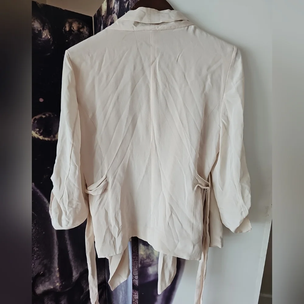 YUMI KIM Women's Belted‎ Attached Layer Waterfall Flyaway Jacket Topper Size S